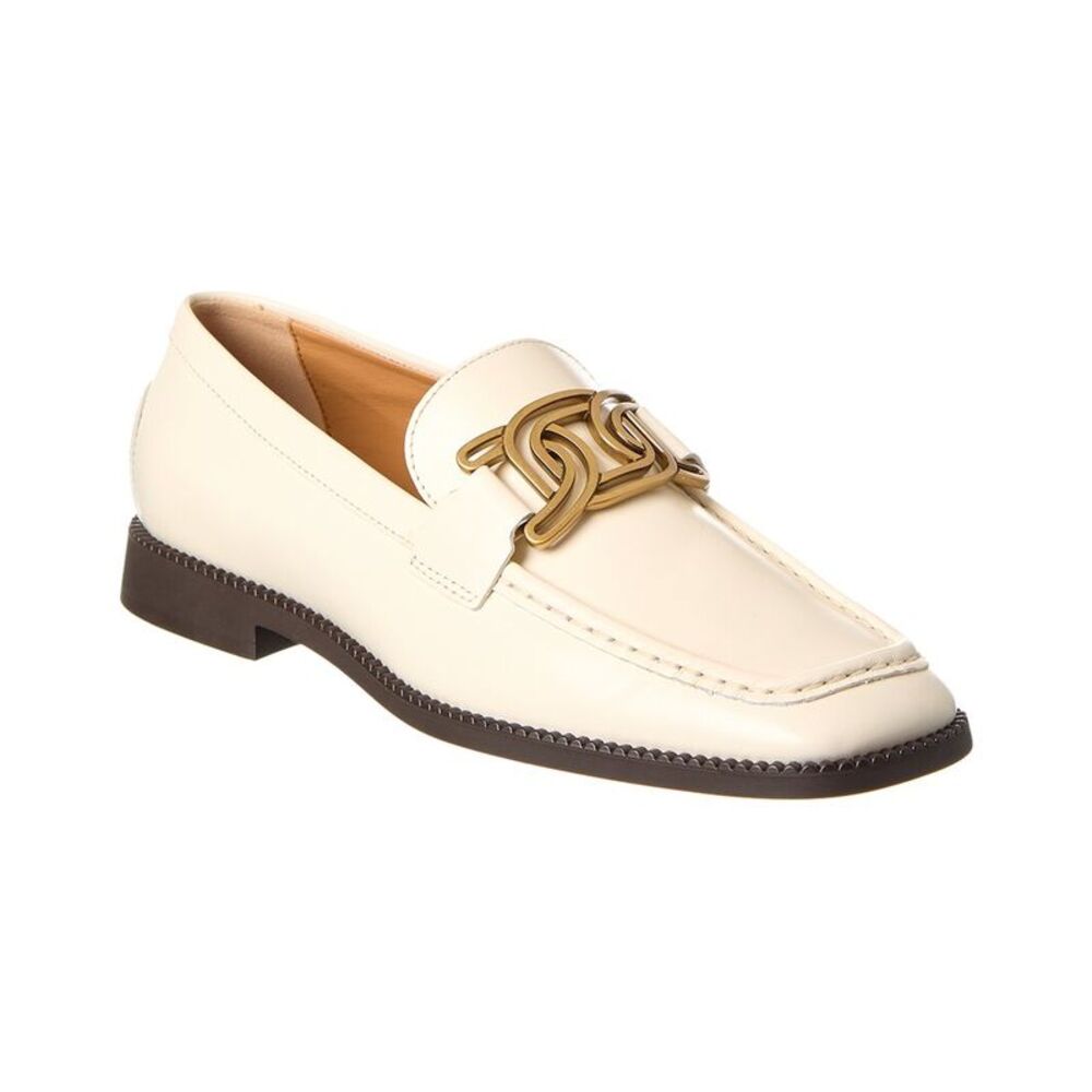 Tods Kate Leather Loafer, White